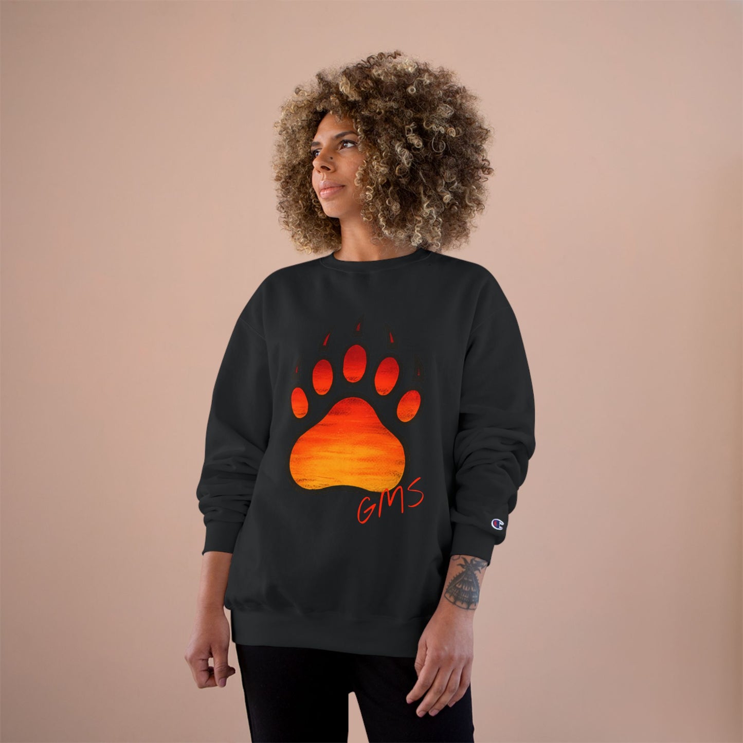 Bear Paw Sunset Sweatshirt — Orange Gradient Paw Print