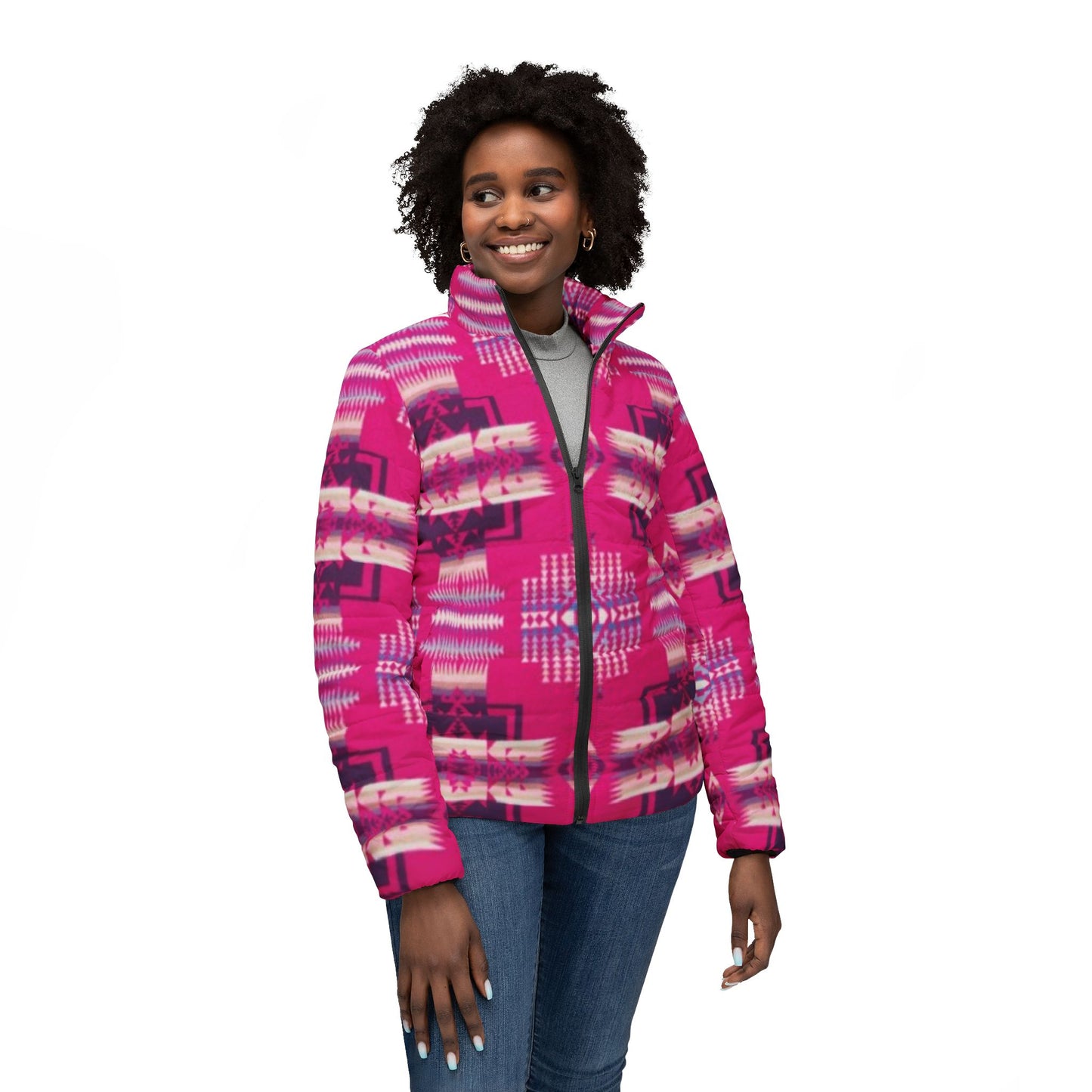 Tribal Print Women’s Puffer Jacket