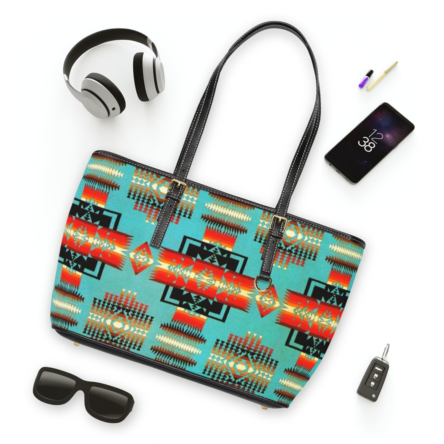 Native Print PU Leather Shoulder Bag