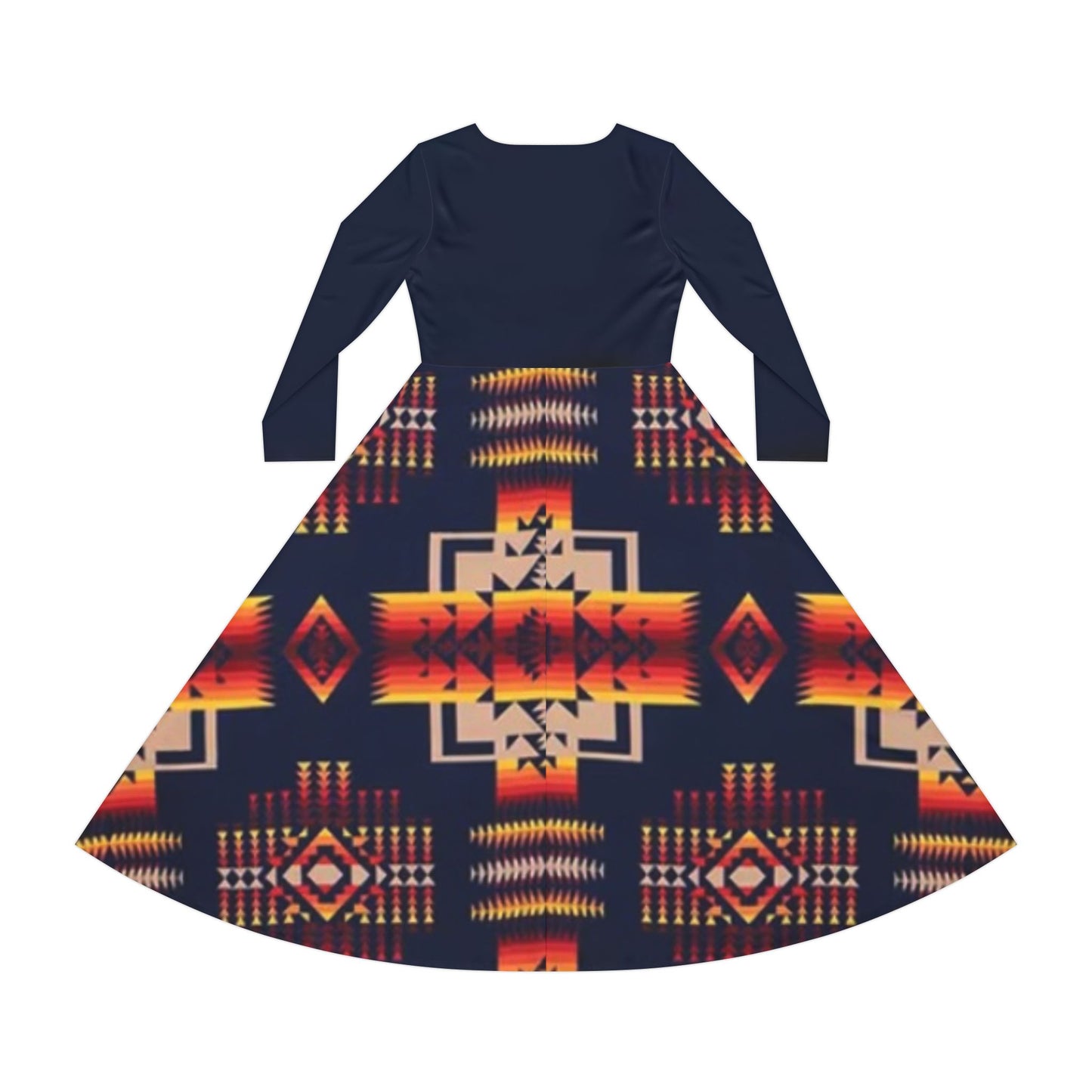 Dark tribal Print Long Sleeve Dress