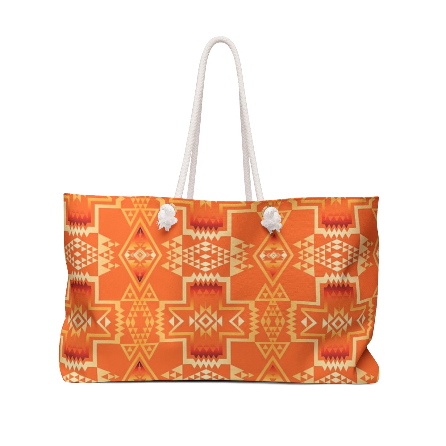 Southwest Aztec Weekender Bag — Orange Geometric Travel Tote