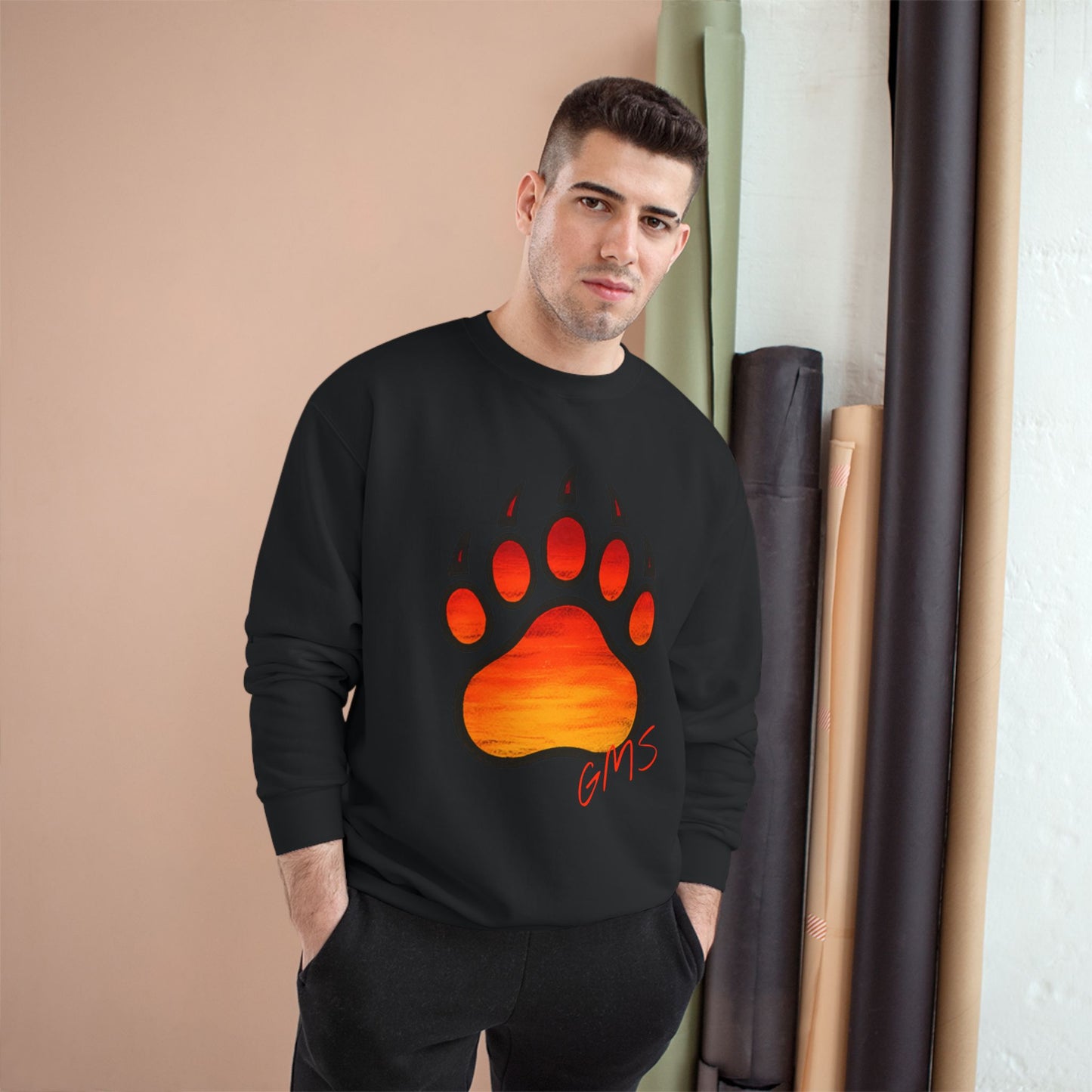 Bear Paw Sunset Sweatshirt — Orange Gradient Paw Print