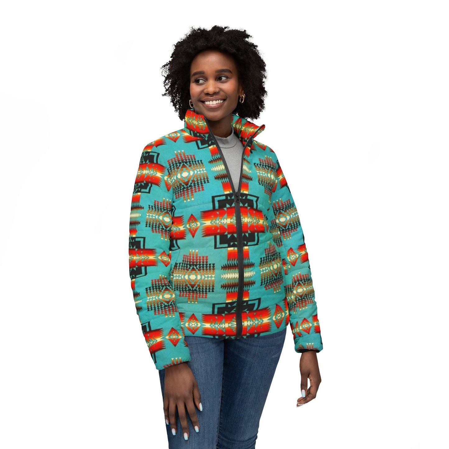 Tribal Print Women’s Puffer Jacket