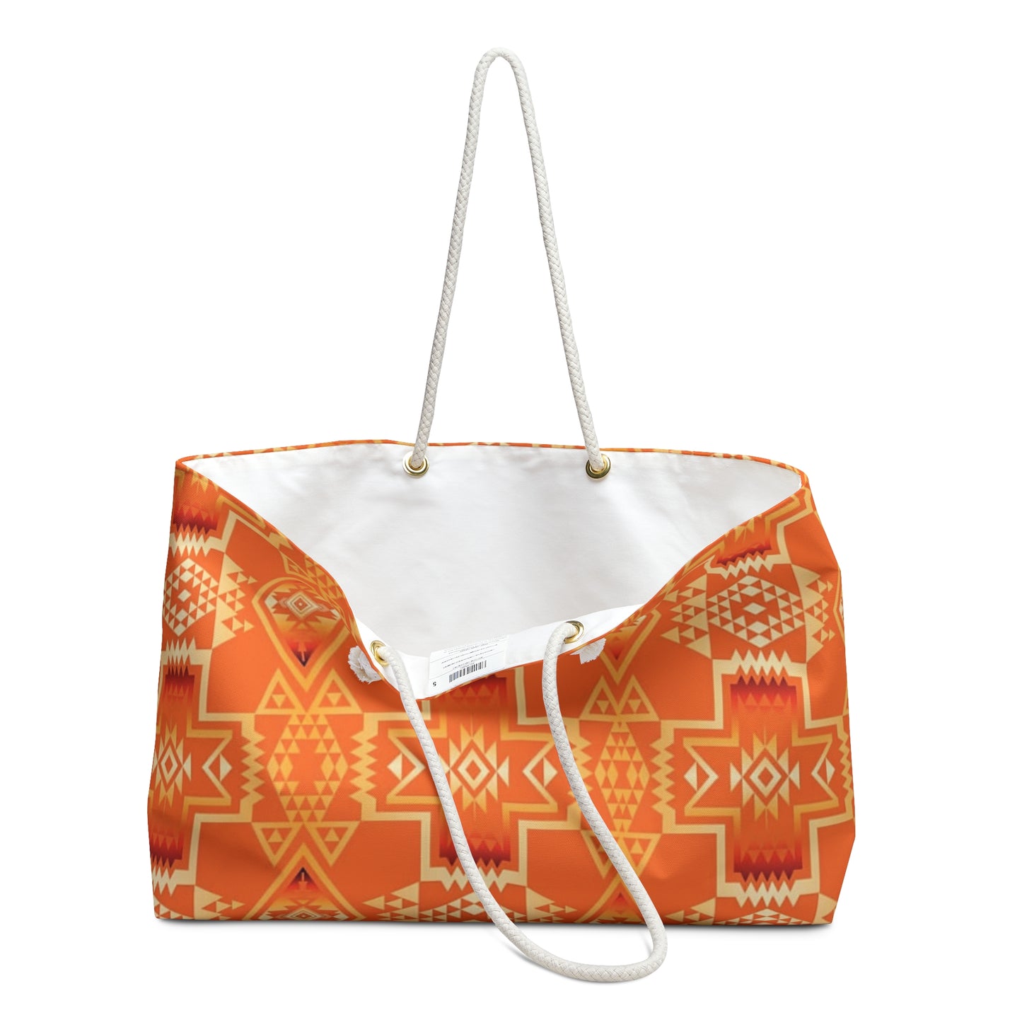 Southwest Aztec Weekender Bag — Orange Geometric Travel Tote