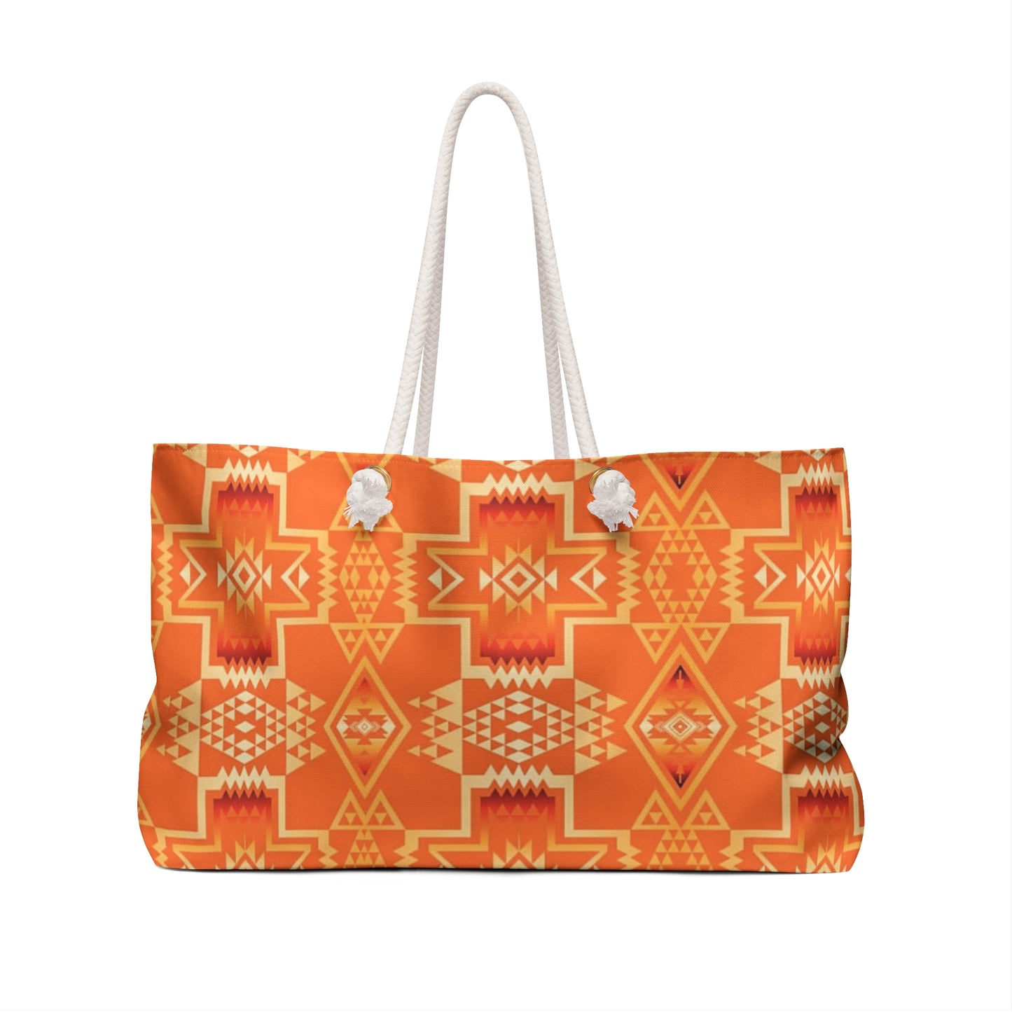 Southwest Aztec Weekender Bag — Orange Geometric Travel Tote