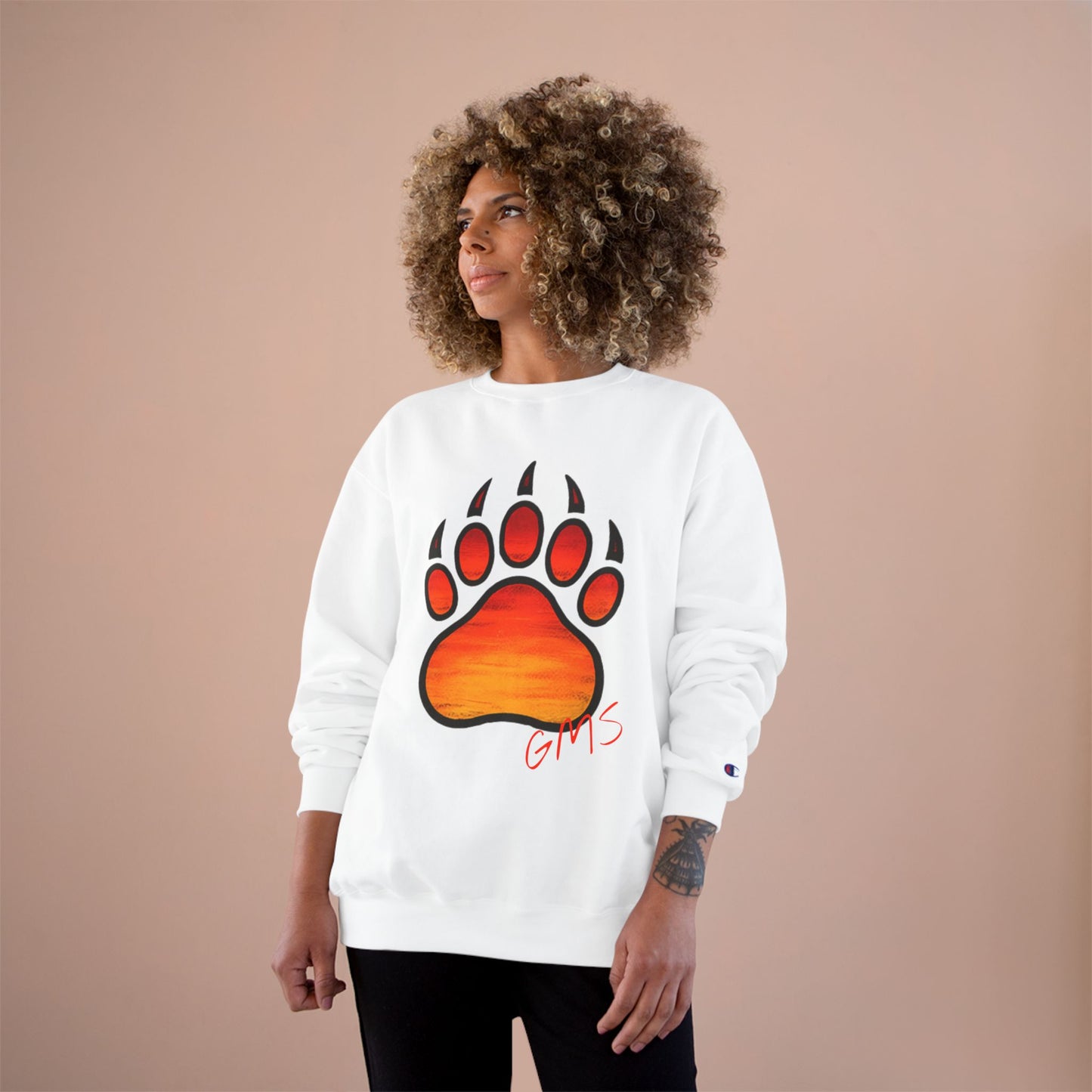Bear Paw Sunset Sweatshirt — Orange Gradient Paw Print