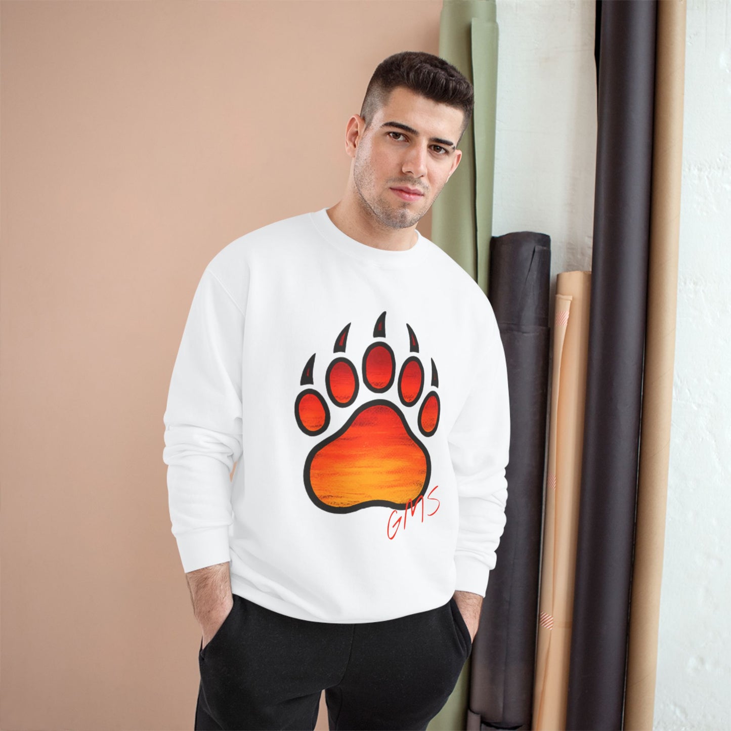 Bear Paw Sunset Sweatshirt — Orange Gradient Paw Print