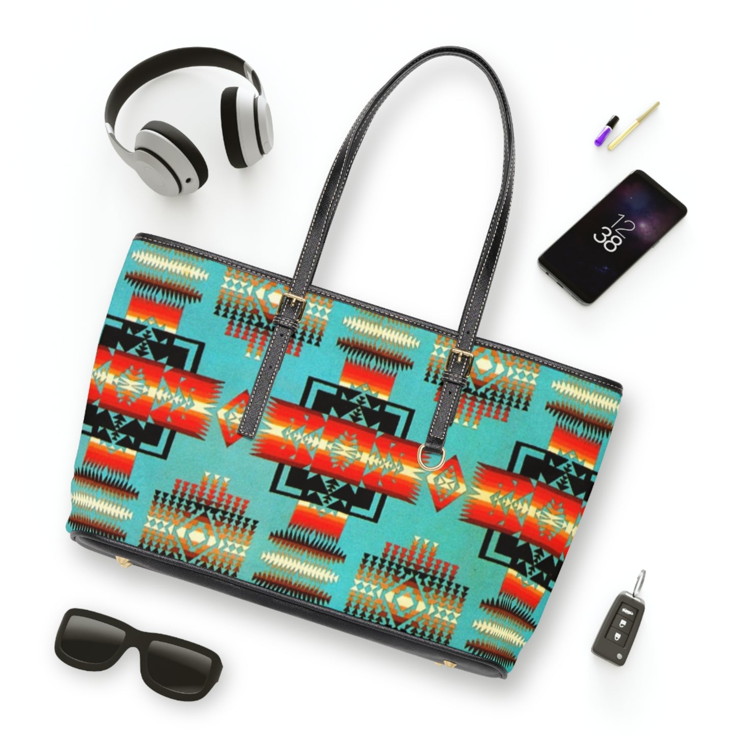 Native Print PU Leather Shoulder Bag
